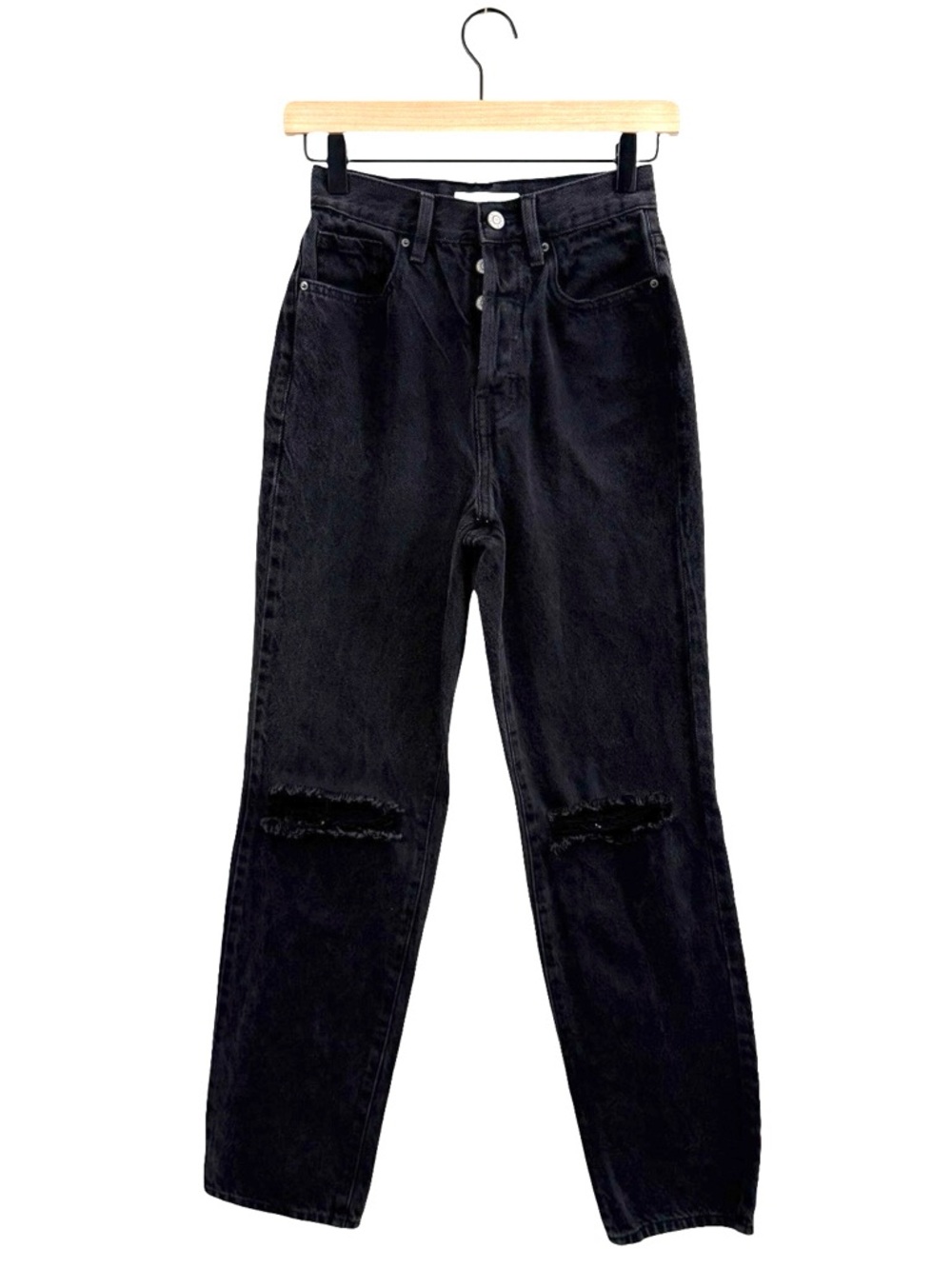 PacSun “Dad Jean” Black Straight Leg with Knee Distress